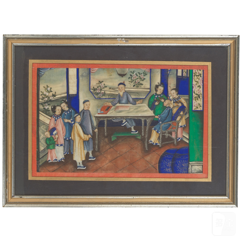 中國畫家 十八/十九世紀 人物園景圖一組八幅 水粉紙本 鏡框 | CHINESE ARTISTS (18TH/19TH CENTURY) - 图5